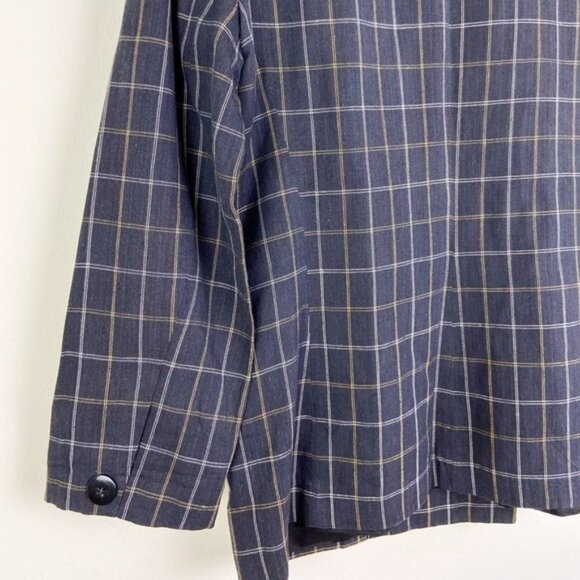 Vintage 90's Linen-Blend Plaid Double Breasted Blazer - Picture 10 of 13